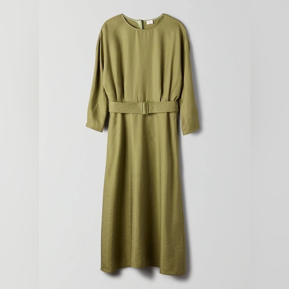 Aritzia Wilfred Tavin Belted Linen-Blend Midi/Maxi Dress size Large